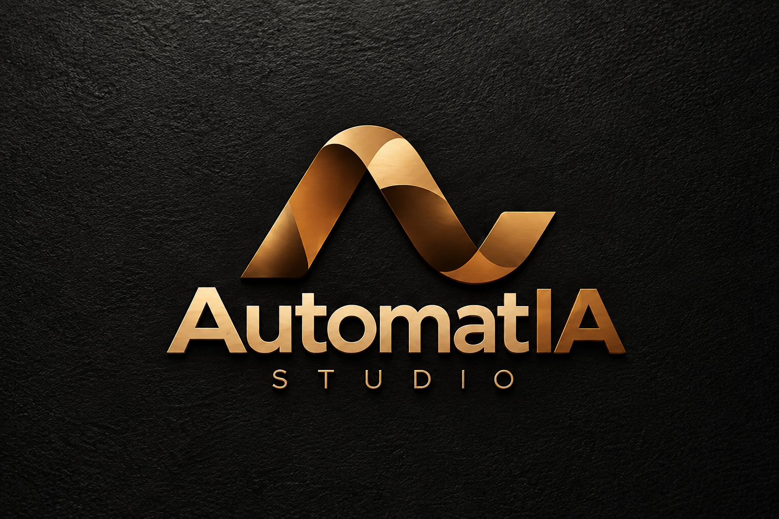 Logo original de AutomatIA Studio: símbolo y letras doradas sobre fondo negro